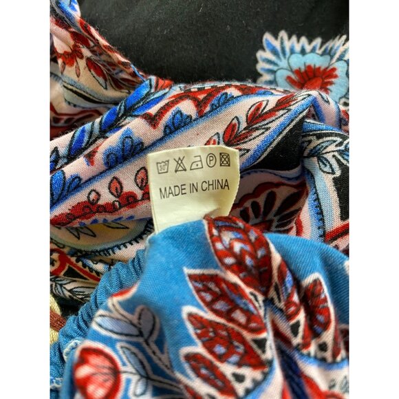 Bohemian Paisley Print Halter Maxi Dress Black Red Blue Large Hippie Beach Cute - Picture 4 of 4